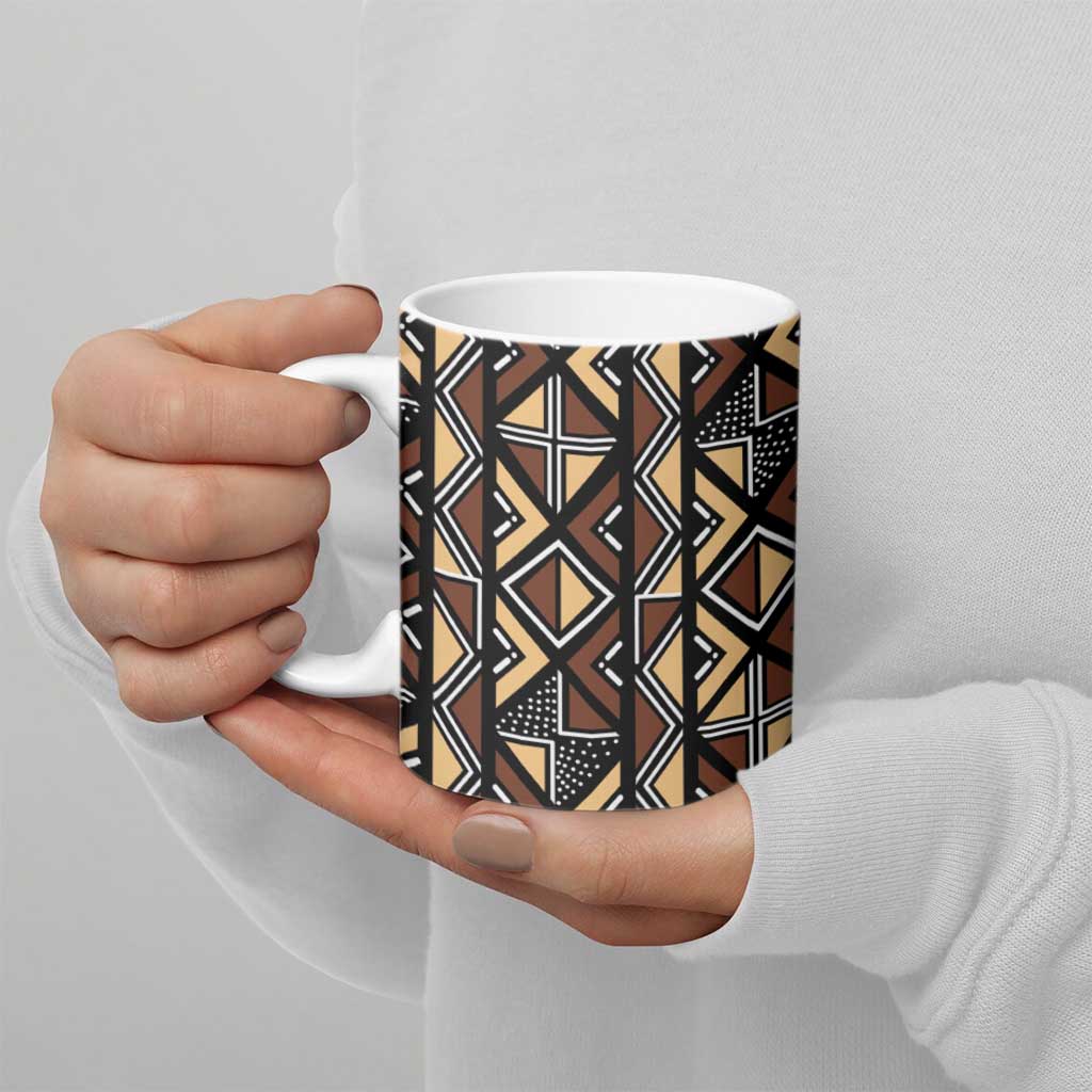 Mali Mud Cloth Legacy Pattern Ceramic Mug Ethnic Geometry Style - Wonder Print Shop