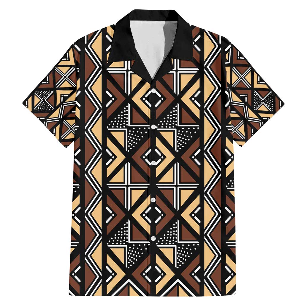 Mali Mud Cloth Legacy Pattern Family Matching Mermaid Dress and Hawaiian Shirt Ethnic Geometry Style - Wonder Print Shop