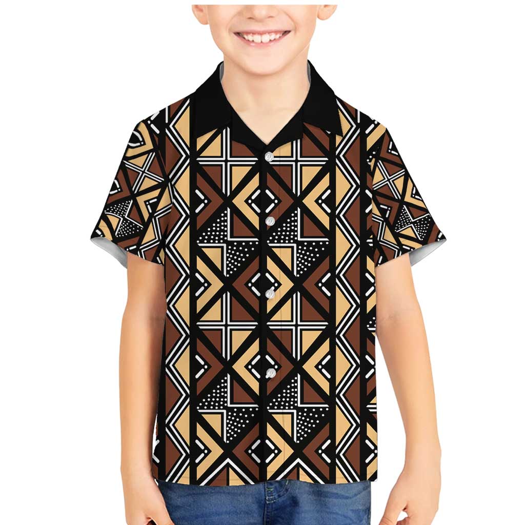 Mali Mud Cloth Legacy Pattern Family Matching Mermaid Dress and Hawaiian Shirt Ethnic Geometry Style - Wonder Print Shop