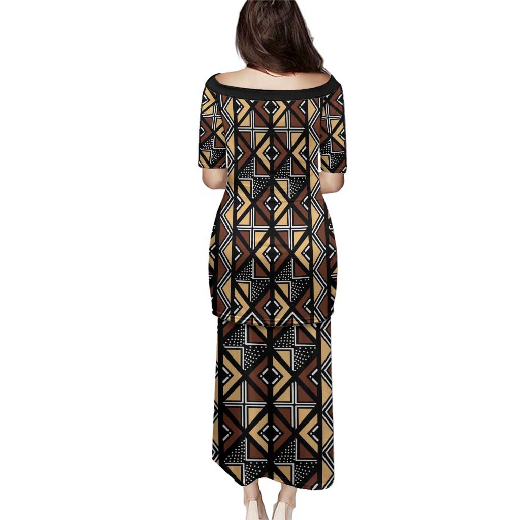 Mali Mud Cloth Legacy Pattern Family Matching Puletasi and Hawaiian Shirt Ethnic Geometry Style - Wonder Print Shop