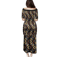Mali Mud Cloth Legacy Pattern Family Matching Puletasi and Hawaiian Shirt Ethnic Geometry Style - Wonder Print Shop