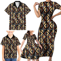 Mali Mud Cloth Legacy Pattern Family Matching Short Sleeve Bodycon Dress and Hawaiian Shirt Ethnic Geometry Style - Wonder Print Shop