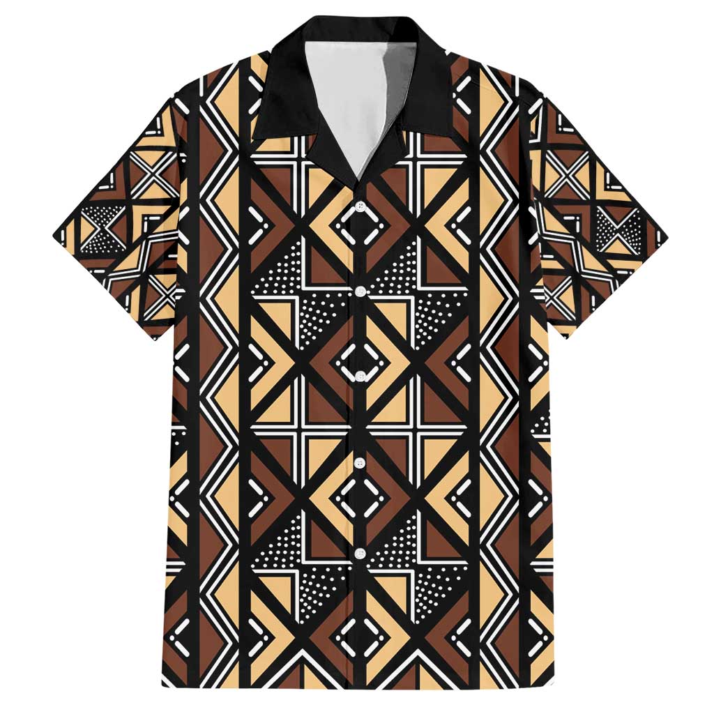 Mali Mud Cloth Legacy Pattern Family Matching Short Sleeve Bodycon Dress and Hawaiian Shirt Ethnic Geometry Style - Wonder Print Shop