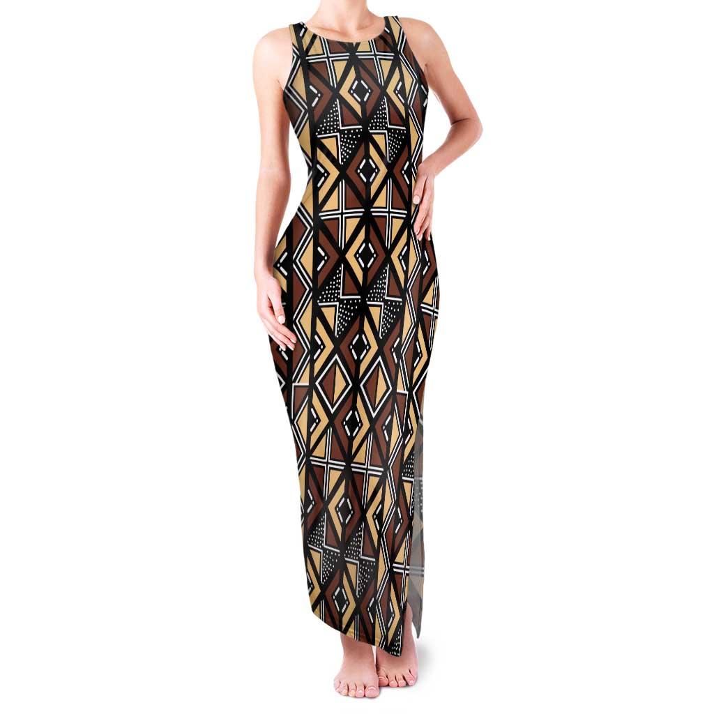 Mali Mud Cloth Legacy Pattern Family Matching Tank Maxi Dress and Hawaiian Shirt Ethnic Geometry Style - Wonder Print Shop