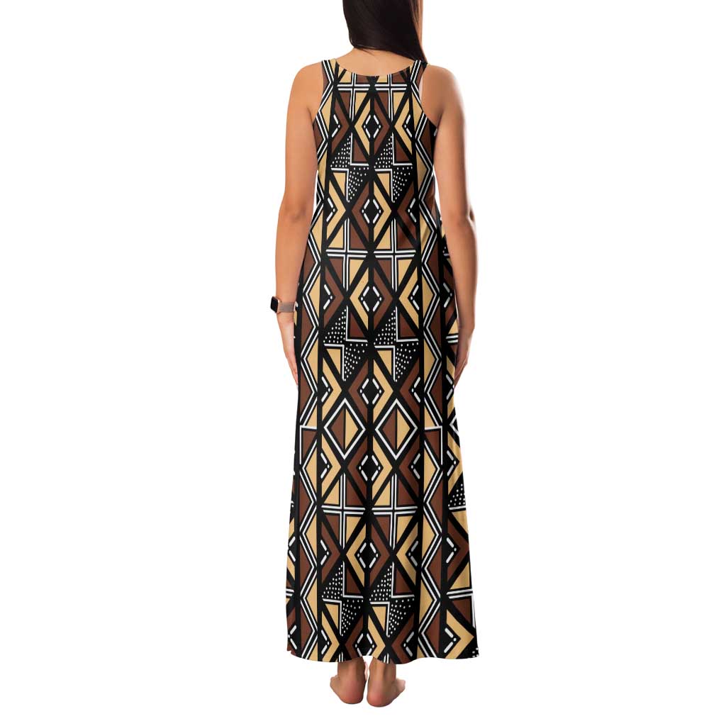Mali Mud Cloth Legacy Pattern Family Matching Tank Maxi Dress and Hawaiian Shirt Ethnic Geometry Style - Wonder Print Shop