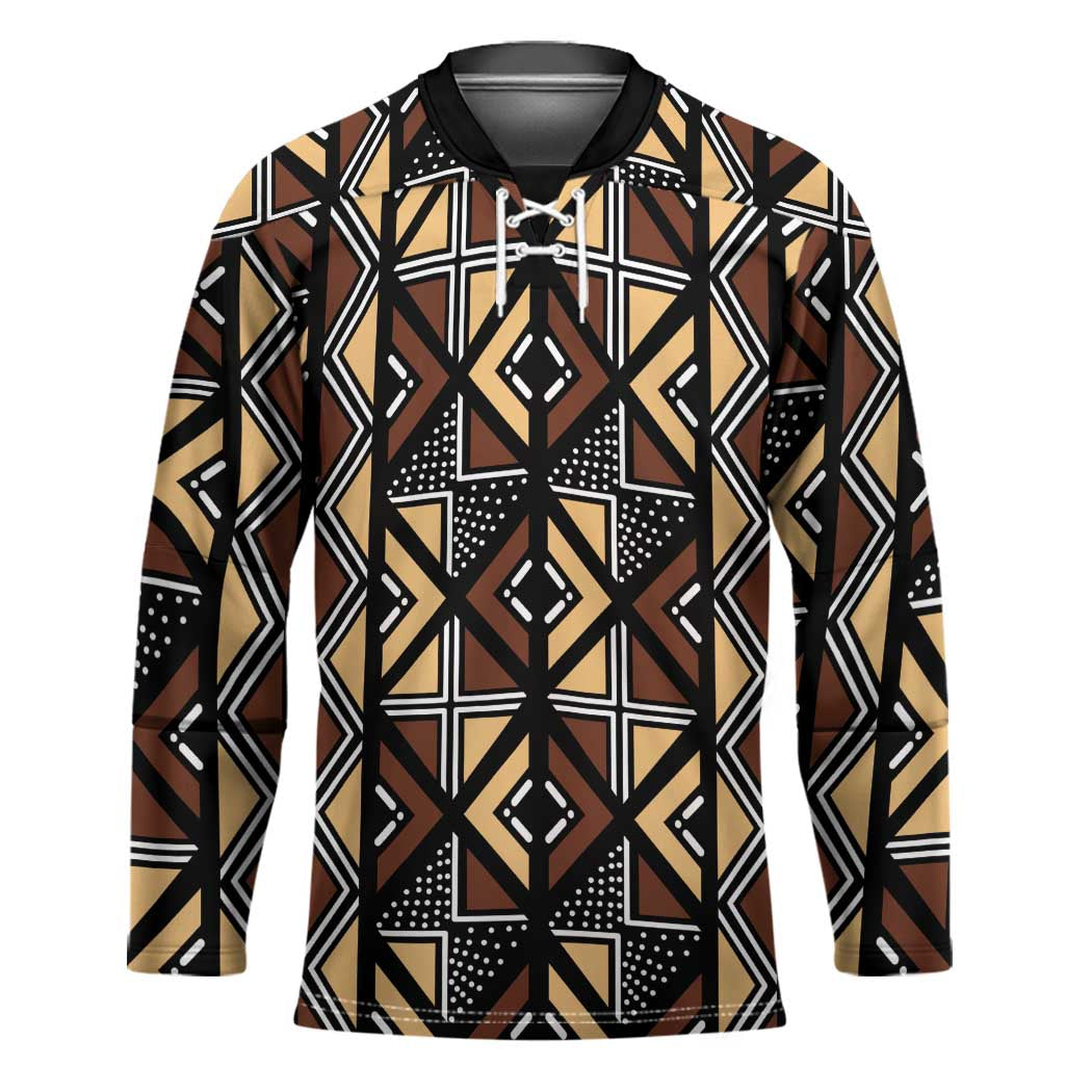 Mali Mud Cloth Legacy Pattern Hockey Jersey Ethnic Geometry Style - Wonder Print Shop
