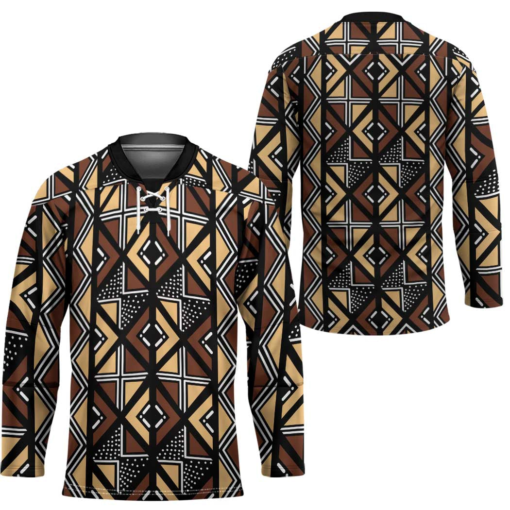 Mali Mud Cloth Legacy Pattern Hockey Jersey Ethnic Geometry Style - Wonder Print Shop