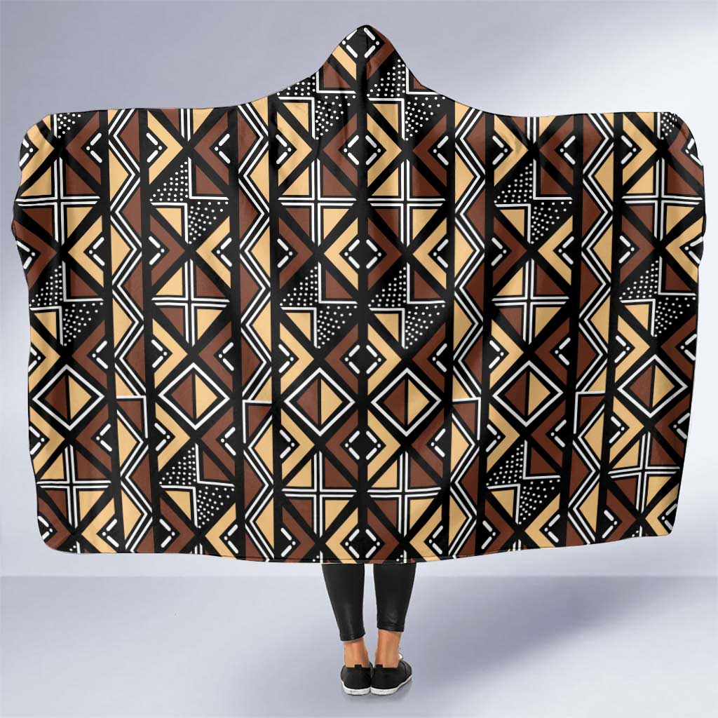 Mali Mud Cloth Legacy Pattern Hooded Blanket Ethnic Geometry Style - Wonder Print Shop