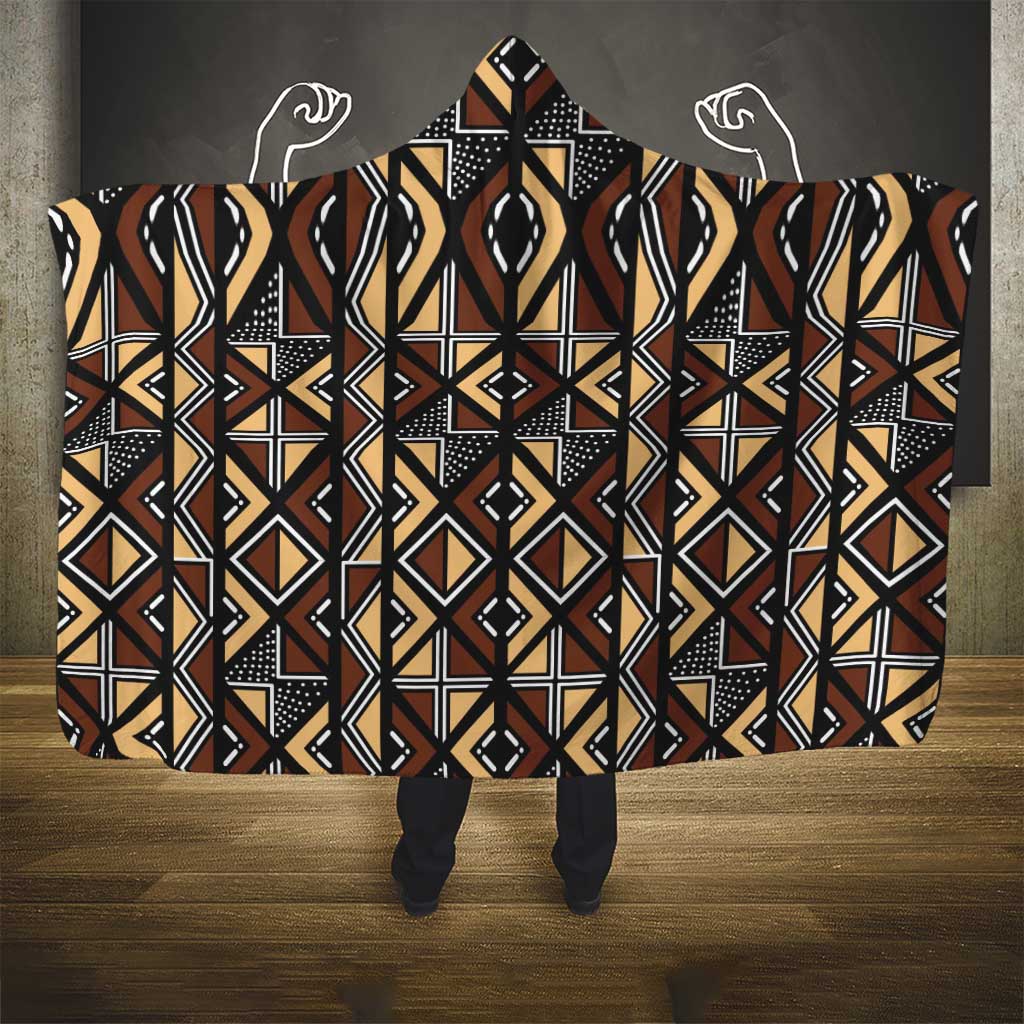 Mali Mud Cloth Legacy Pattern Hooded Blanket Ethnic Geometry Style - Wonder Print Shop