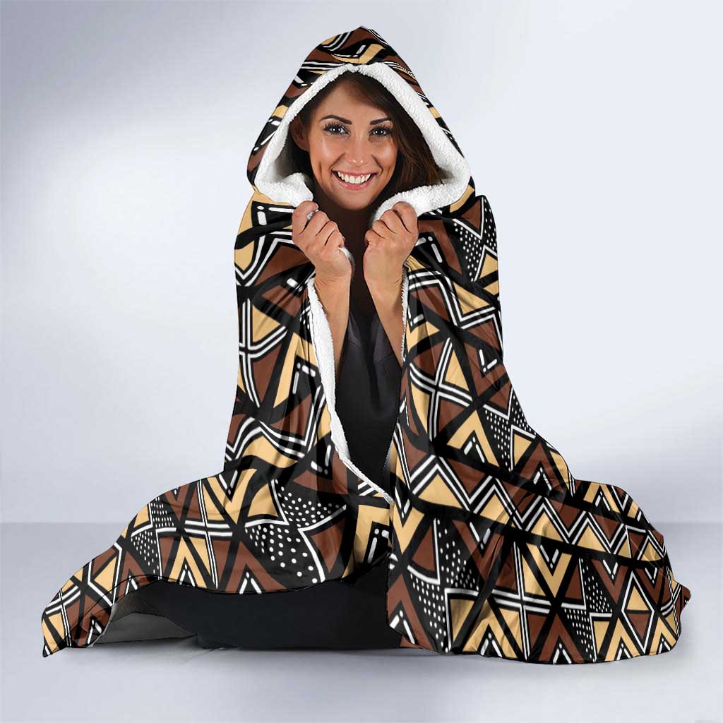 Mali Mud Cloth Legacy Pattern Hooded Blanket Ethnic Geometry Style - Wonder Print Shop