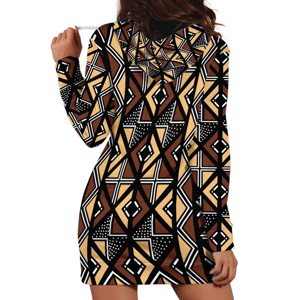 Mali Mud Cloth Legacy Pattern Hoodie Dress Ethnic Geometry Style - Wonder Print Shop