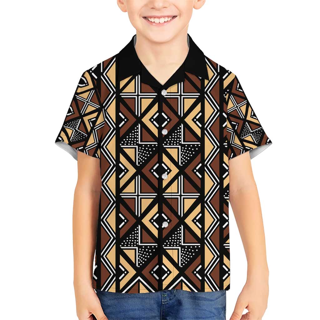 Mali Mud Cloth Legacy Pattern Kid Hawaiian Shirt Ethnic Geometry Style - Wonder Print Shop
