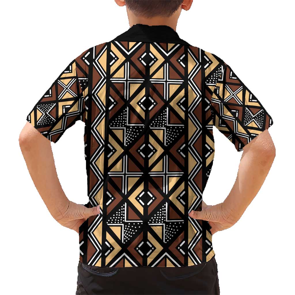 Mali Mud Cloth Legacy Pattern Kid Hawaiian Shirt Ethnic Geometry Style - Wonder Print Shop
