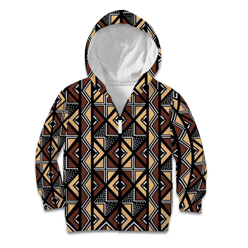 Mali Mud Cloth Legacy Pattern Kid Hoodie Ethnic Geometry Style - Wonder Print Shop