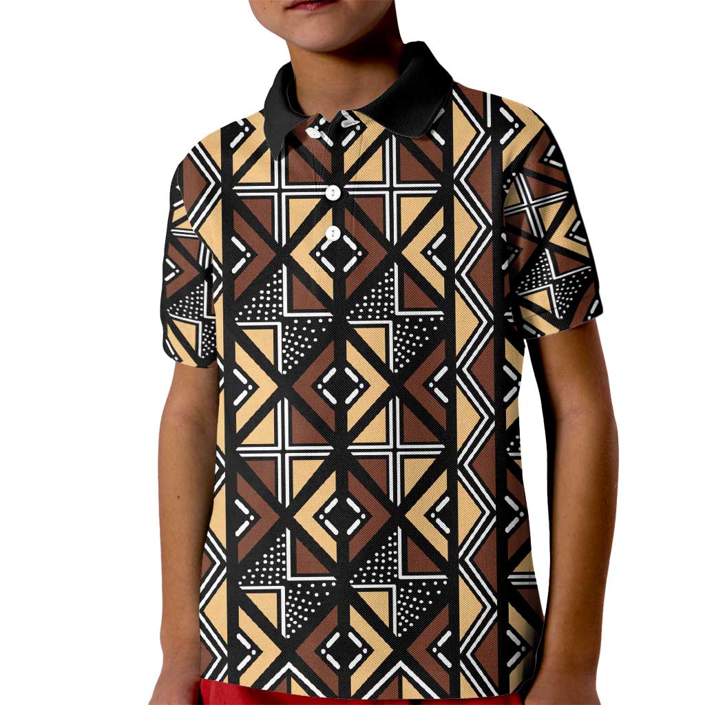Mali Mud Cloth Legacy Pattern Kid Polo Shirt Ethnic Geometry Style - Wonder Print Shop