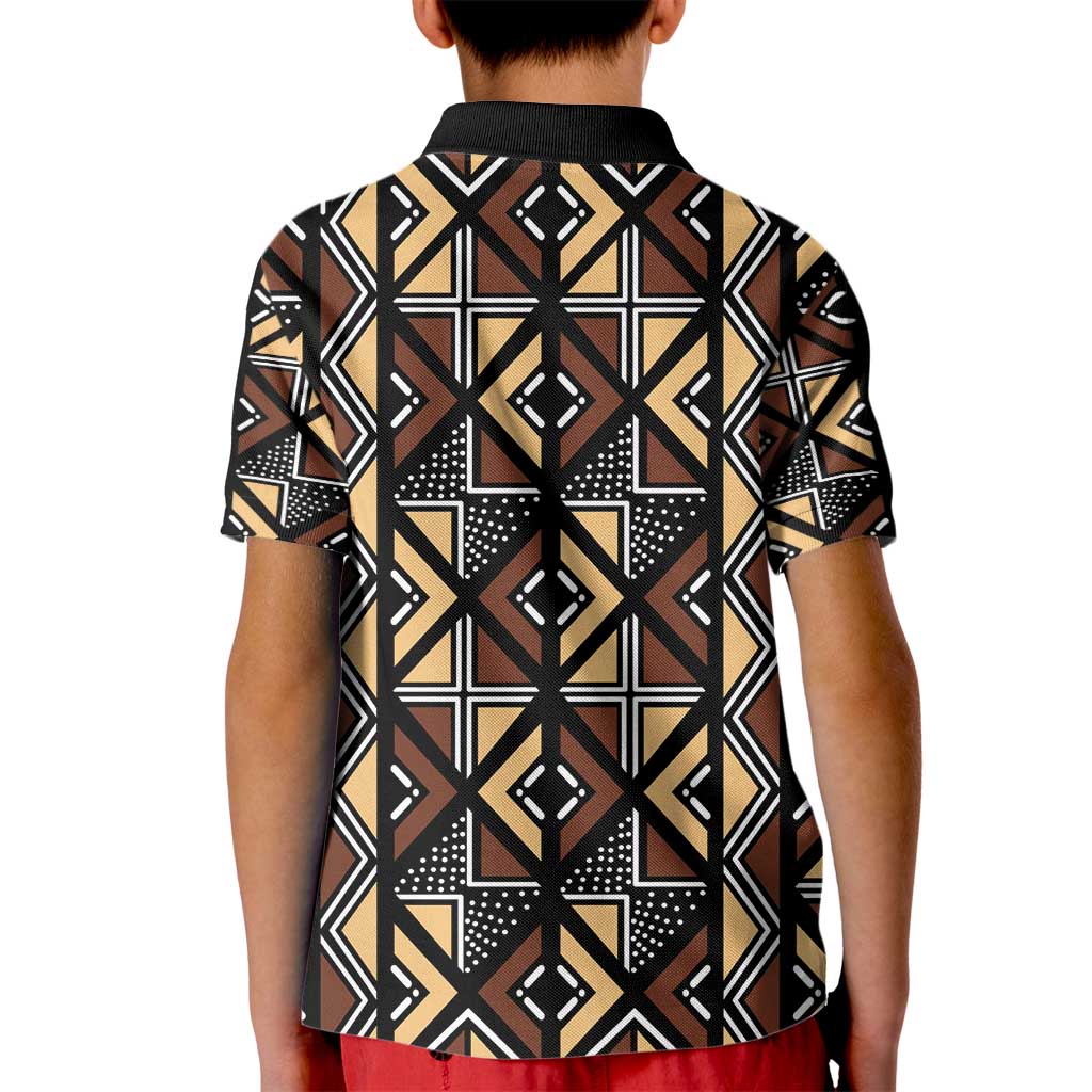 Mali Mud Cloth Legacy Pattern Kid Polo Shirt Ethnic Geometry Style - Wonder Print Shop