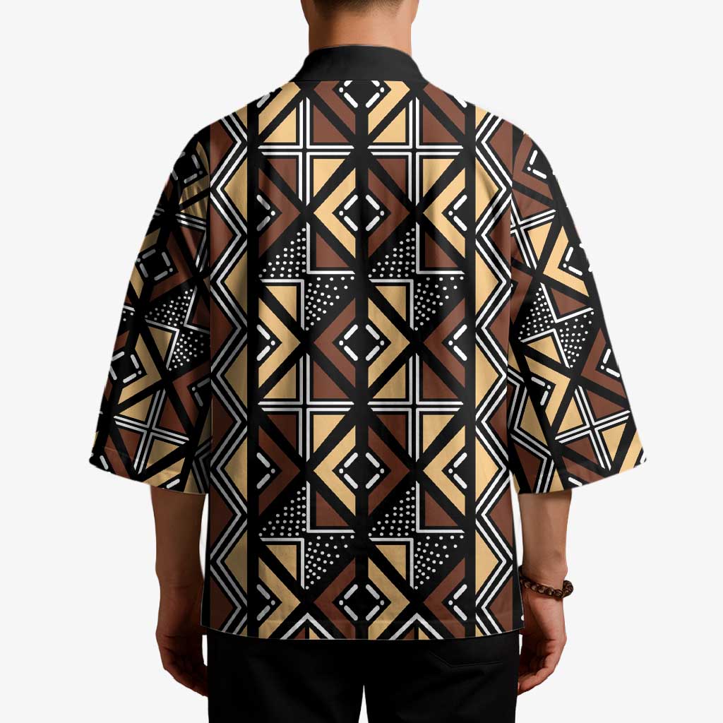 Mali Mud Cloth Legacy Pattern Kimono Ethnic Geometry Style - Wonder Print Shop