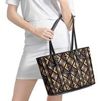Mali Mud Cloth Legacy Pattern Leather Tote Bag Ethnic Geometry Style - Wonder Print Shop