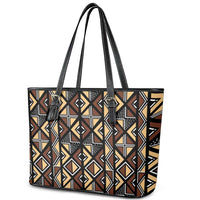 Mali Mud Cloth Legacy Pattern Leather Tote Bag Ethnic Geometry Style - Wonder Print Shop