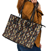 Mali Mud Cloth Legacy Pattern Leather Tote Bag Ethnic Geometry Style - Wonder Print Shop