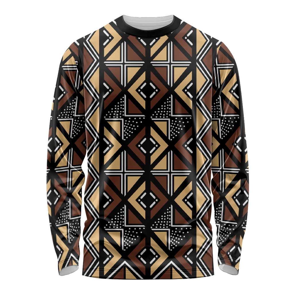 Mali Mud Cloth Legacy Pattern Long Sleeve Shirt Ethnic Geometry Style - Wonder Print Shop
