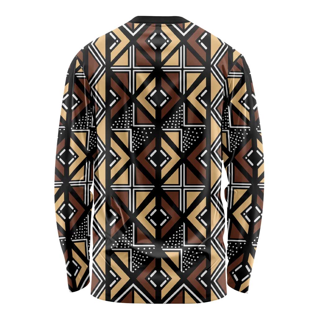 Mali Mud Cloth Legacy Pattern Long Sleeve Shirt Ethnic Geometry Style - Wonder Print Shop