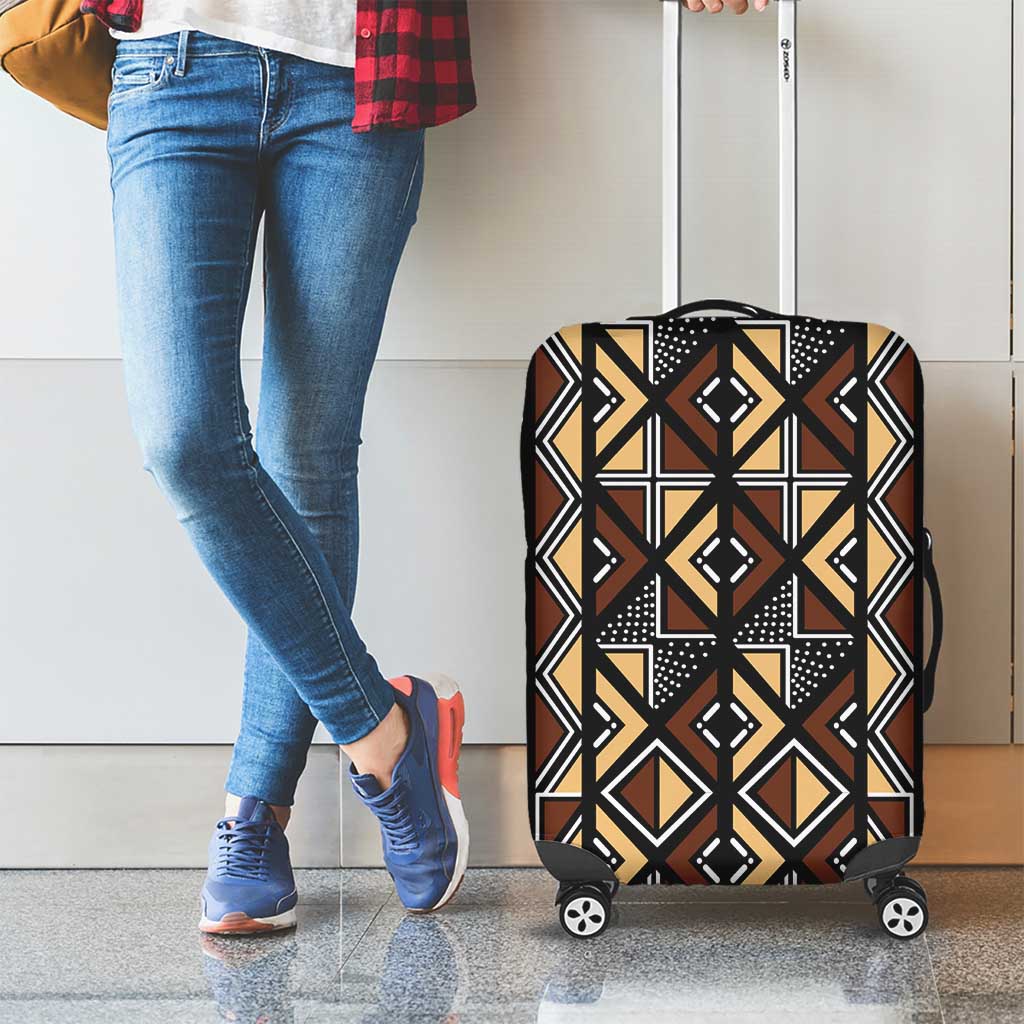 Mali Mud Cloth Legacy Pattern Luggage Cover Ethnic Geometry Style - Wonder Print Shop