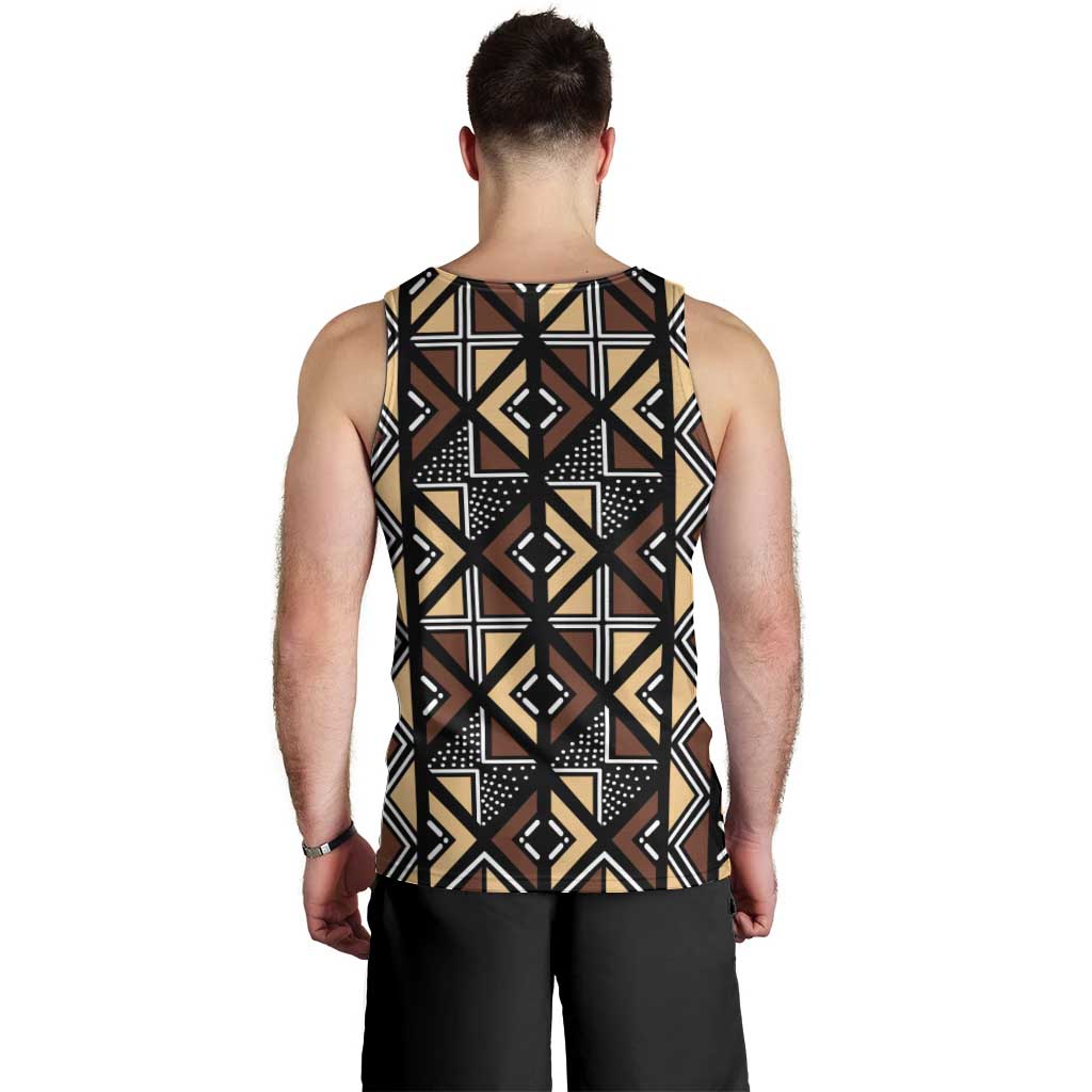 Mali Mud Cloth Legacy Pattern Men Tank Top Ethnic Geometry Style - Wonder Print Shop