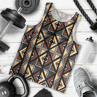Mali Mud Cloth Legacy Pattern Men Tank Top Ethnic Geometry Style - Wonder Print Shop