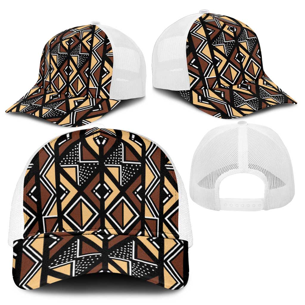 Mali Mud Cloth Legacy Pattern Mesh Trucker Cap Ethnic Geometry Style - Wonder Print Shop