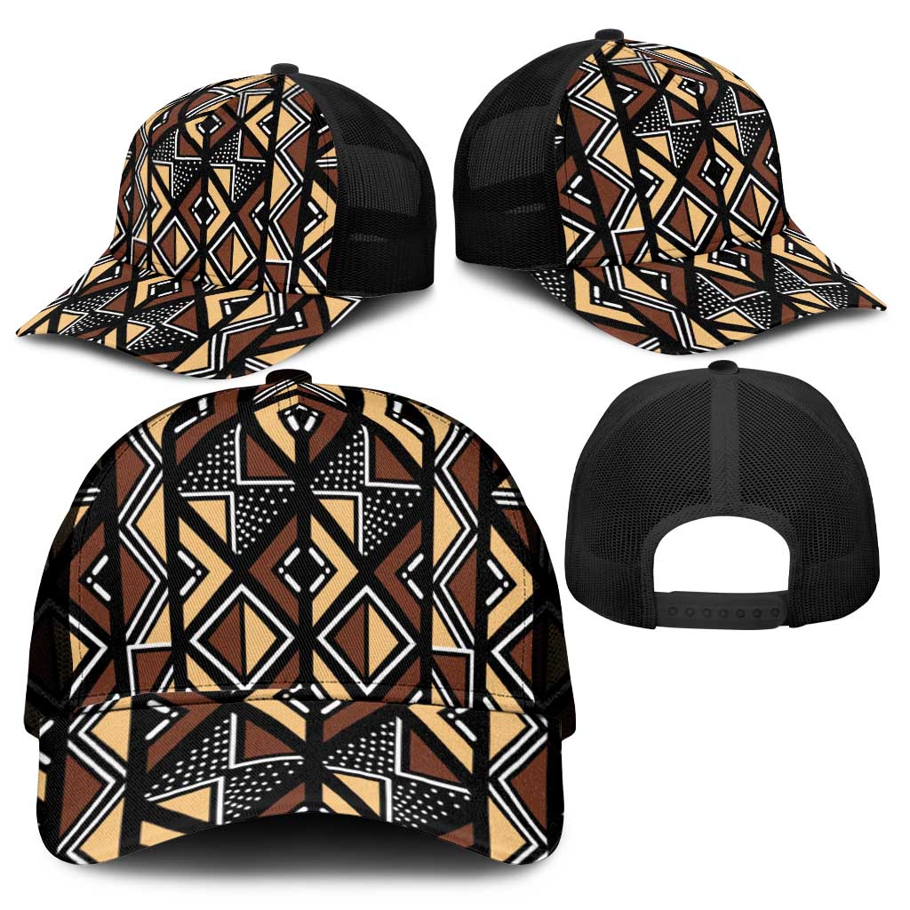 Mali Mud Cloth Legacy Pattern Mesh Trucker Cap Ethnic Geometry Style - Wonder Print Shop