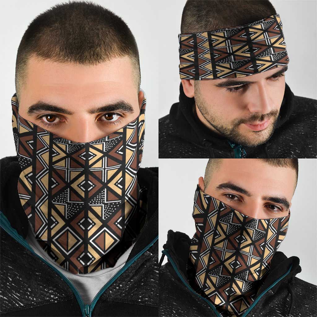 Mali Mud Cloth Legacy Pattern Neck Gaiter Ethnic Geometry Style - Wonder Print Shop