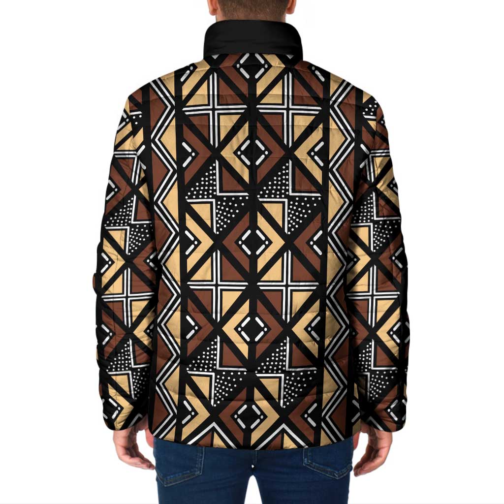 Mali Mud Cloth Legacy Pattern Padded Jacket Ethnic Geometry Style - Wonder Print Shop