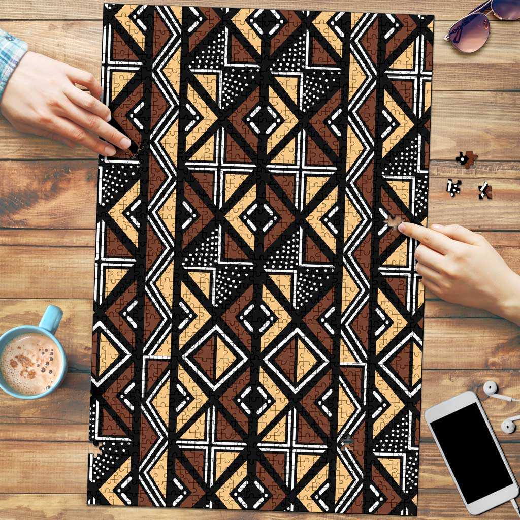 Mali Mud Cloth Legacy Pattern Puzzle Ethnic Geometry Style - Wonder Print Shop