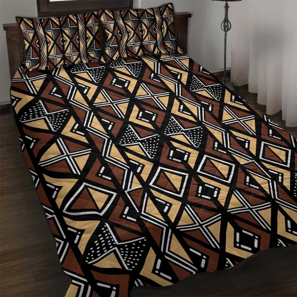 Mali Mud Cloth Legacy Pattern Quilt Bed Set Ethnic Geometry Style - Wonder Print Shop