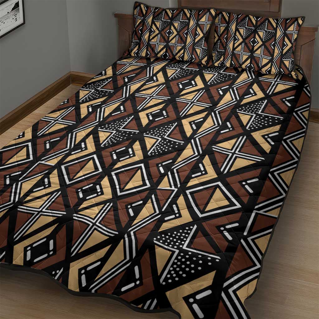 Mali Mud Cloth Legacy Pattern Quilt Bed Set Ethnic Geometry Style - Wonder Print Shop
