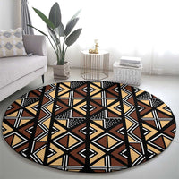 Mali Mud Cloth Legacy Pattern Round Carpet Ethnic Geometry Style - Wonder Print Shop