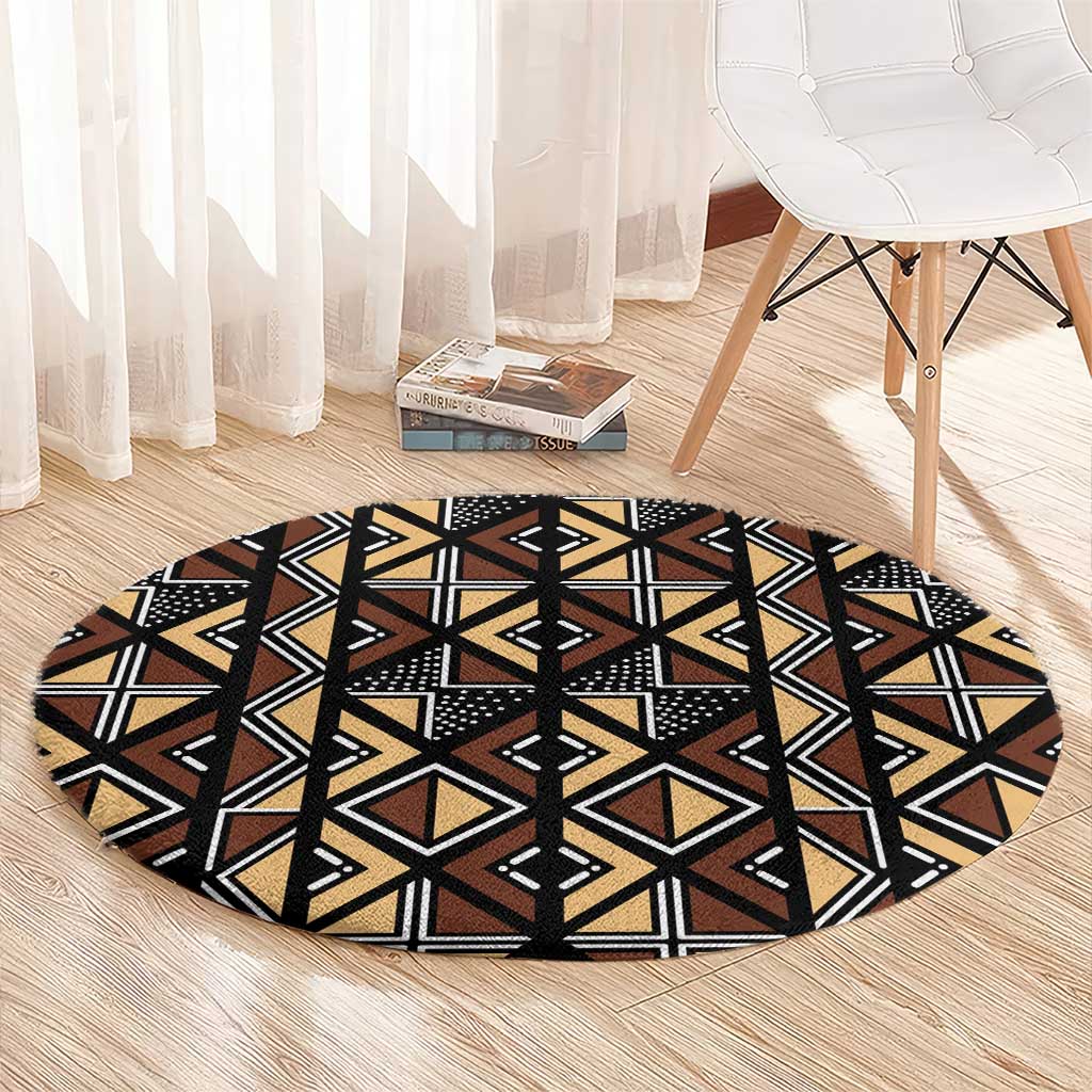 Mali Mud Cloth Legacy Pattern Round Carpet Ethnic Geometry Style - Wonder Print Shop
