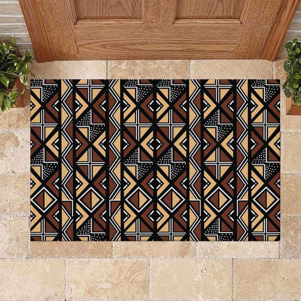 Mali Mud Cloth Legacy Pattern Rubber Doormat Ethnic Geometry Style - Wonder Print Shop