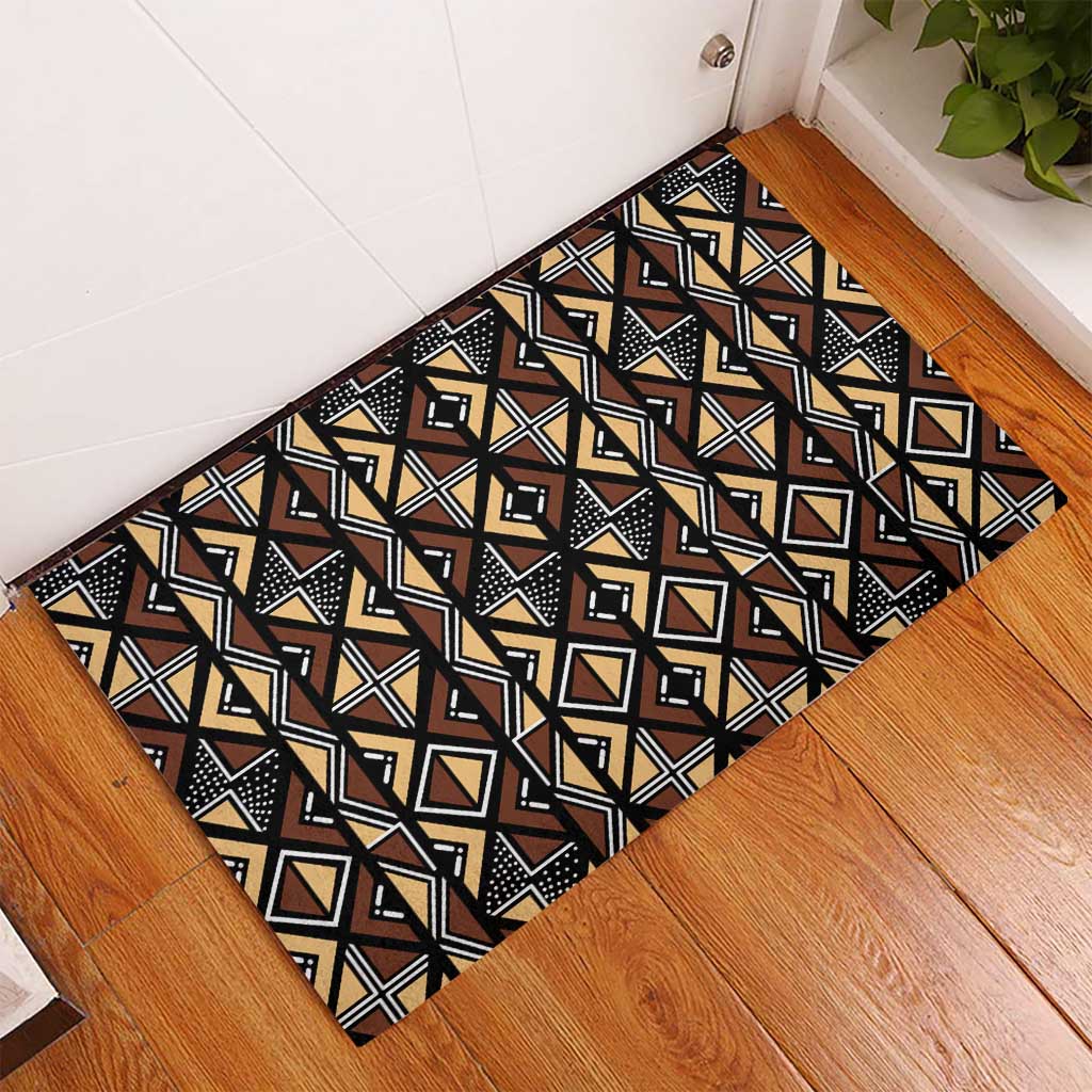 Mali Mud Cloth Legacy Pattern Rubber Doormat Ethnic Geometry Style - Wonder Print Shop