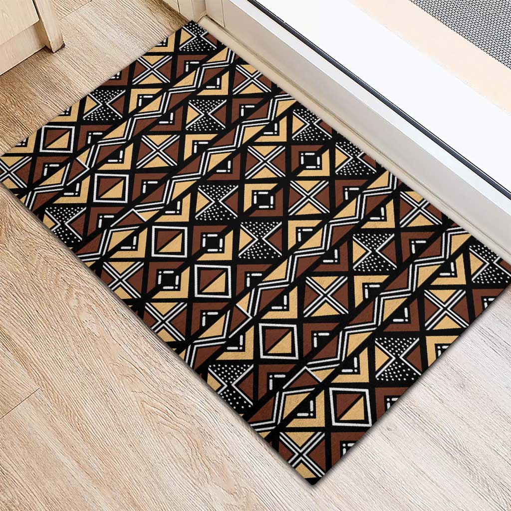 Mali Mud Cloth Legacy Pattern Rubber Doormat Ethnic Geometry Style - Wonder Print Shop