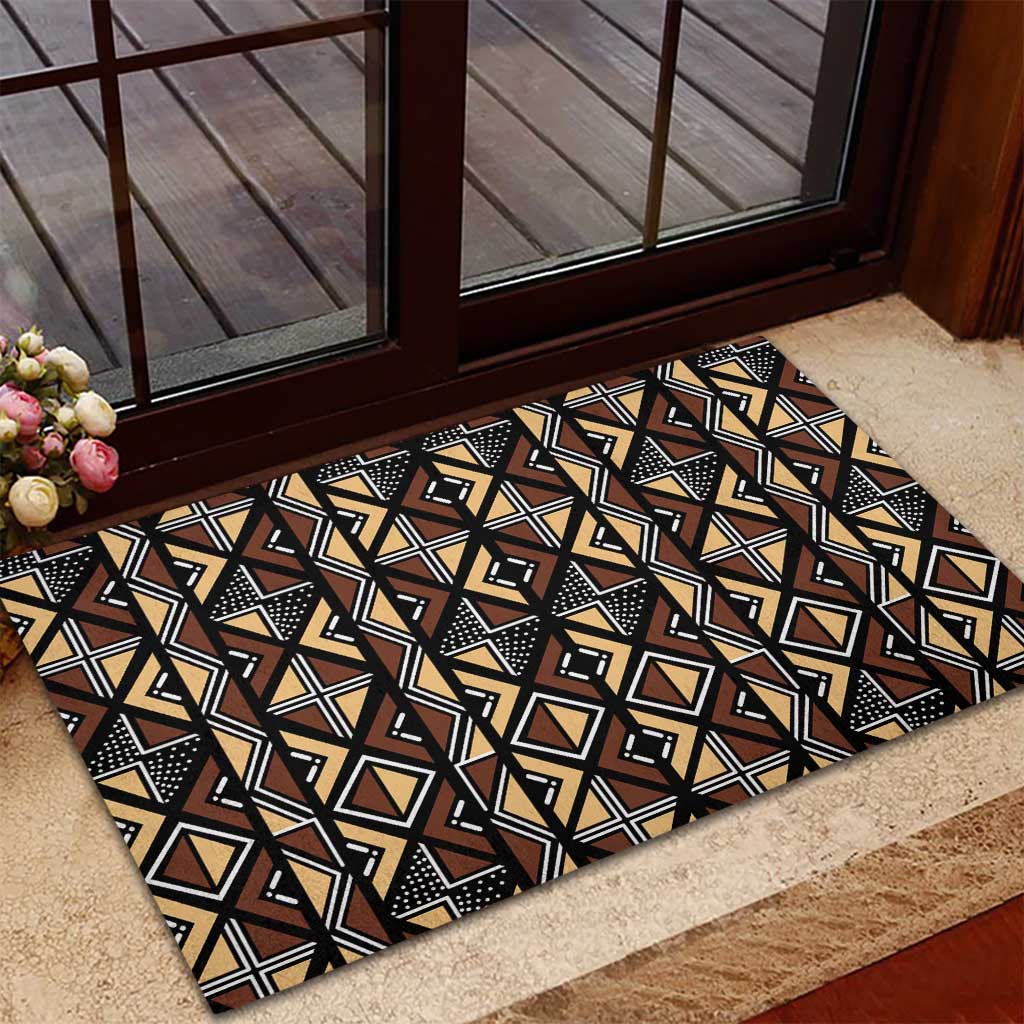 Mali Mud Cloth Legacy Pattern Rubber Doormat Ethnic Geometry Style - Wonder Print Shop
