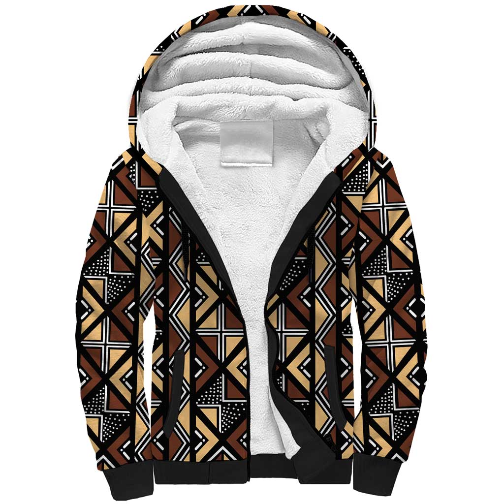 Mali Mud Cloth Legacy Pattern Sherpa Hoodie Ethnic Geometry Style - Wonder Print Shop