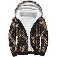 Mali Mud Cloth Legacy Pattern Sherpa Hoodie Ethnic Geometry Style - Wonder Print Shop