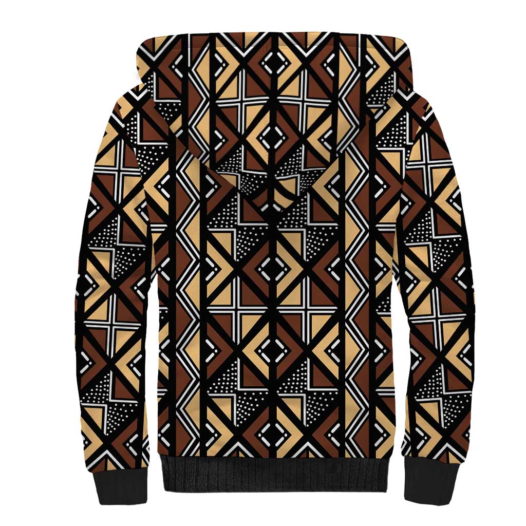 Mali Mud Cloth Legacy Pattern Sherpa Hoodie Ethnic Geometry Style - Wonder Print Shop