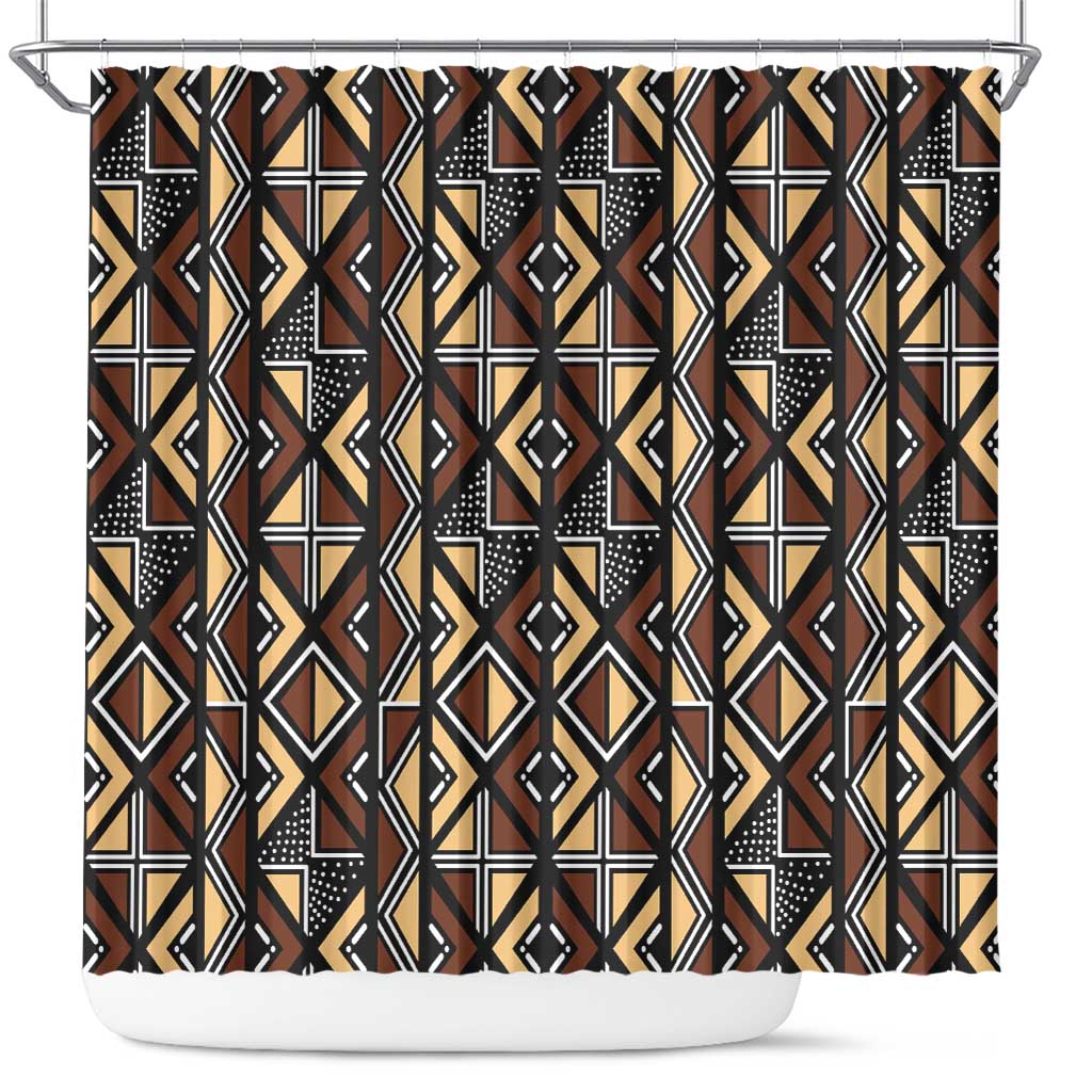 Mali Mud Cloth Legacy Pattern Shower Curtain Ethnic Geometry Style - Wonder Print Shop