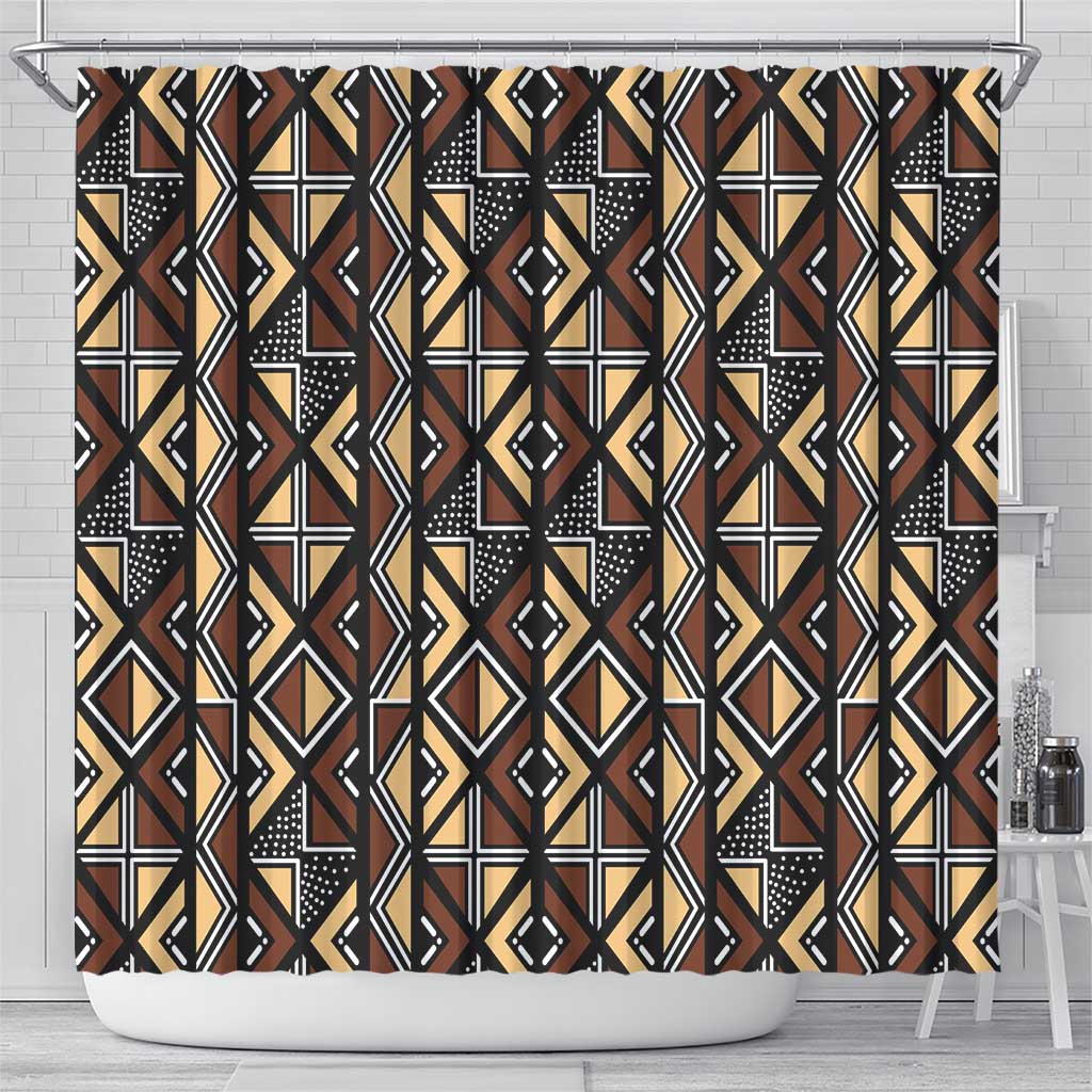 Mali Mud Cloth Legacy Pattern Shower Curtain Ethnic Geometry Style - Wonder Print Shop