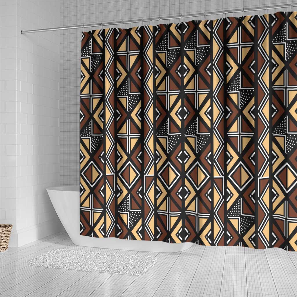 Mali Mud Cloth Legacy Pattern Shower Curtain Ethnic Geometry Style - Wonder Print Shop