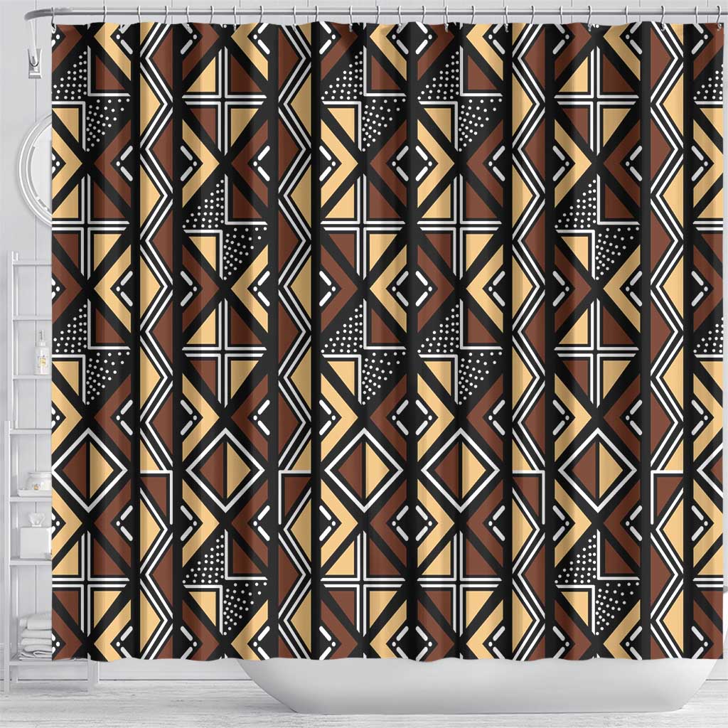 Mali Mud Cloth Legacy Pattern Shower Curtain Ethnic Geometry Style - Wonder Print Shop