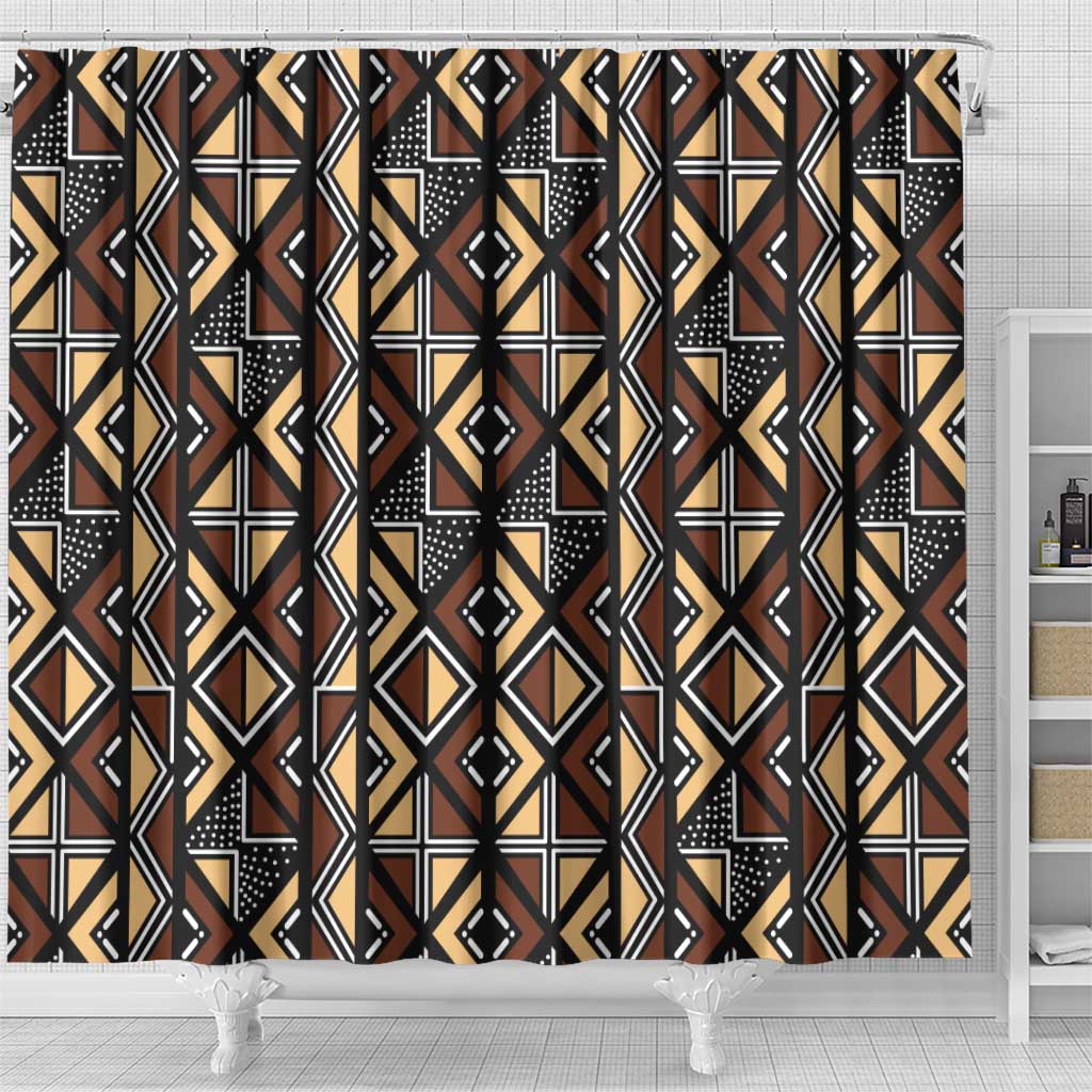 Mali Mud Cloth Legacy Pattern Shower Curtain Ethnic Geometry Style - Wonder Print Shop